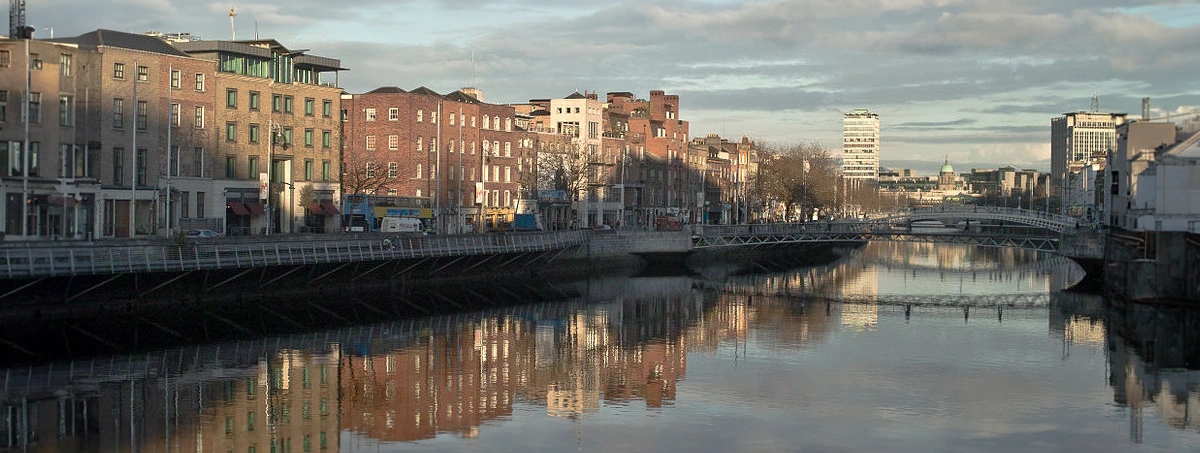 The Streets Of Dublin next to The River Liffey