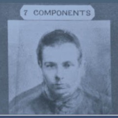 A monochrome image with the text “7 COMPONENTS” at the top, showing a portrait-style photograph framed within a rectangular border.